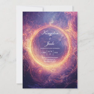 Lyxig Eldring för Kosmisk Portal Bröllop Inbjudningar