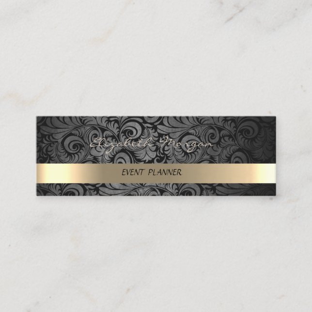 Lyxig Elegans ,Damask ,Falskt Guld Mini Visitkort (Framsida)
