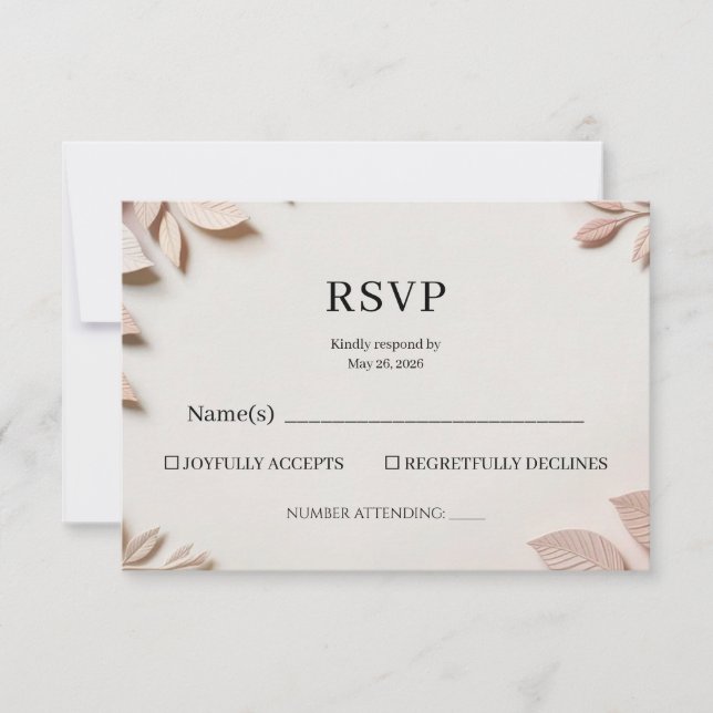 Lyxig Elegant Blommig Bröllops RSVP Svarskort  OSA Kort (Framsida)