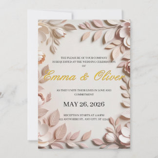 Lyxig Elegant Blommig Bröllopsinbjudan Inbjudningar