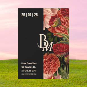 Lyxig Elegant Blommig Monogram Vintage Bröllop Inbjudningar