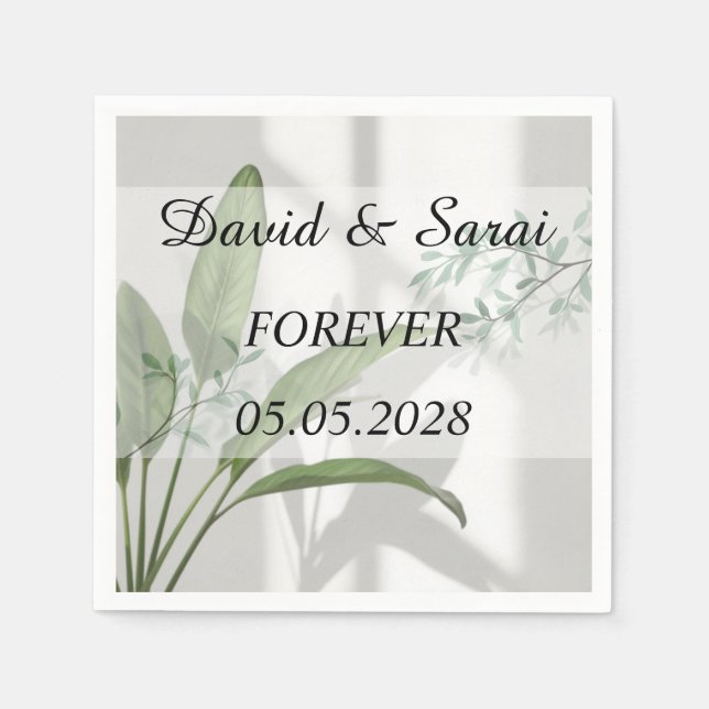 Lyxig Elegant Botanisk Bröllopsservett Pappersservett (Framsidan)