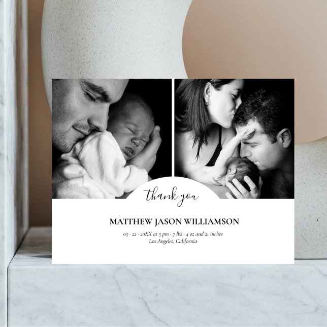 Lyxig Elegant Fotokollage Tack Baby Vykort (Skapare uppladdad)