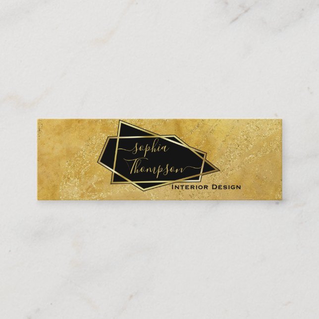 Lyxig Elegant Guld Glitter Marmor Skrift Mini Visitkort (Framsida)