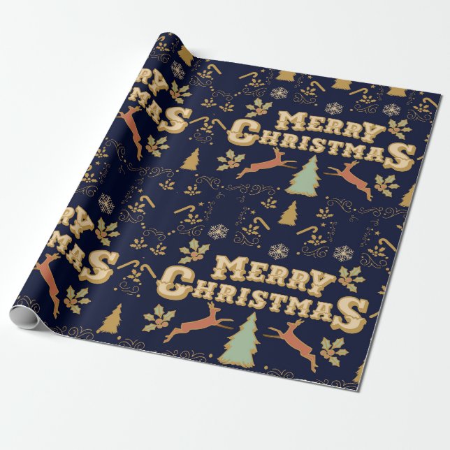 Lyxig Elegant Guld God Jul Presentpapper (Utrullad)