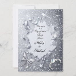 lyxig elegant silverglitter bröllopsfest inbjudningar