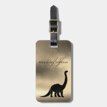 Lyxig Elegant Svart och Guld Dinosaurie Monogram