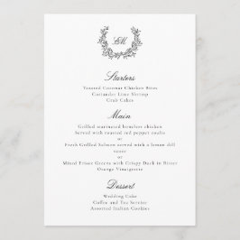Lyxig Elegant Svart & Vit Botanisk Krans Meny