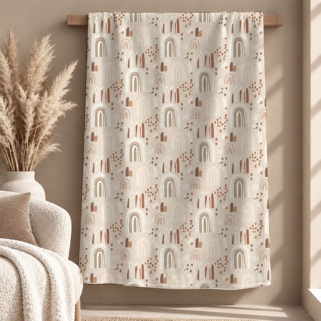 Lyxig Elfenbensvit Neutral Boho Flanellfilt Design Fleecefilt (Luxury Ivory Neutral Boho Fleece Blanket Design)