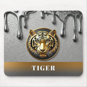 Lyxig emblemdesign med guld tiger 🐯 musmatta