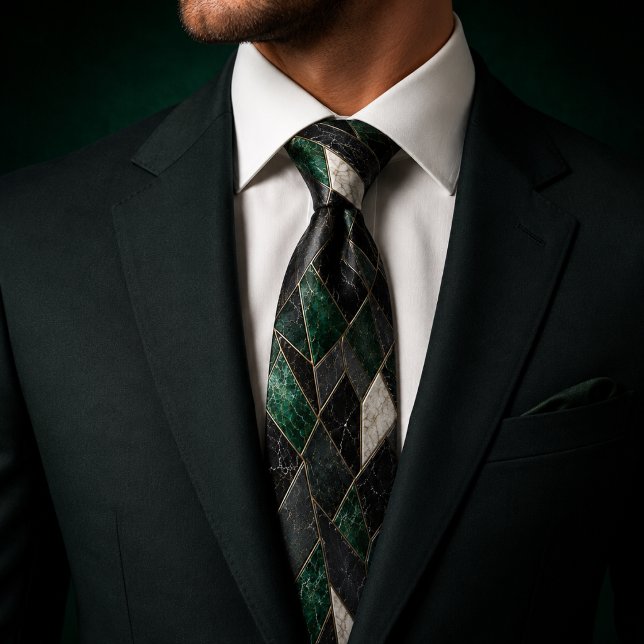 Lyxig Emerald Noir Guld Marmor Geometrisk Slips (Skapare uppladdad)