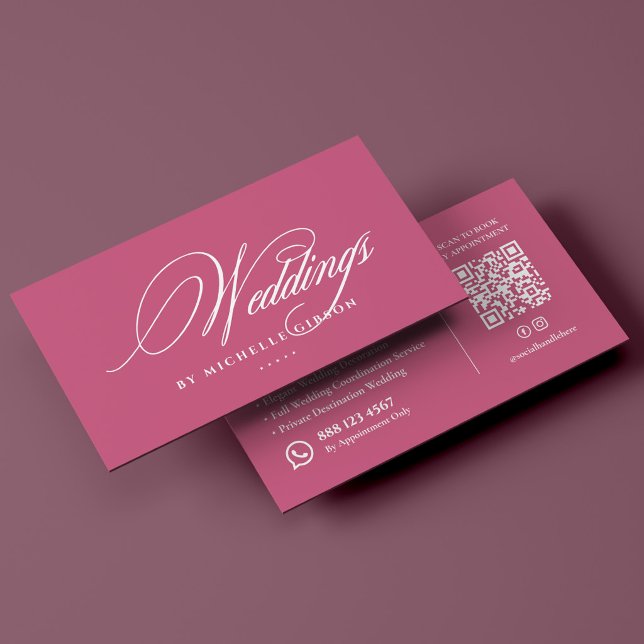 Lyxig estetisk rosa bröllopskoordinator  visitkort (Luxury Aesthetic Pink Wedding Coordinator Business Card
)
