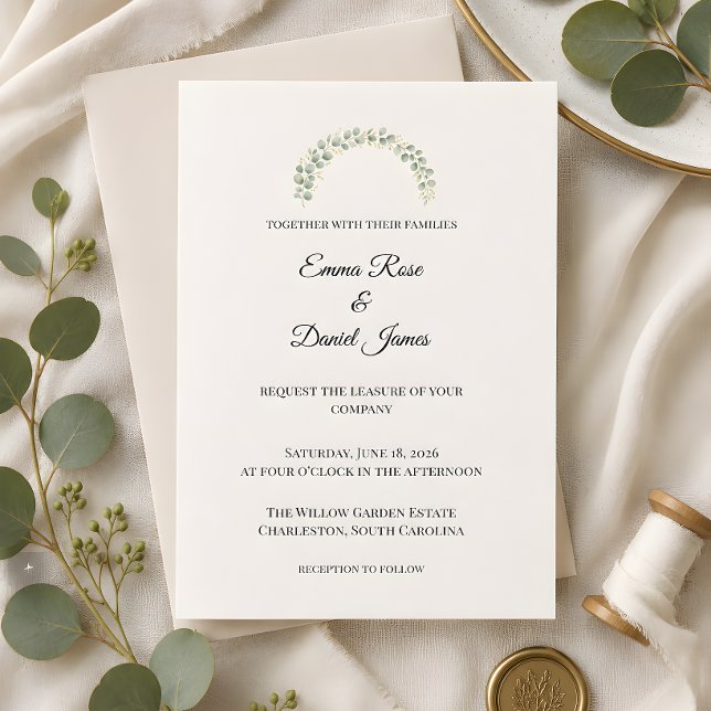 Lyxig Eukalyptus Grönska Bröllop Inbjudningar (Eucalyptus wedding themed invitation card)