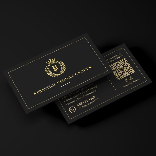 Lyxig Executive Auto Concierge Crest Svart  Visitkort (Luxury Executive Auto Concierge Crest Black Business Card
)