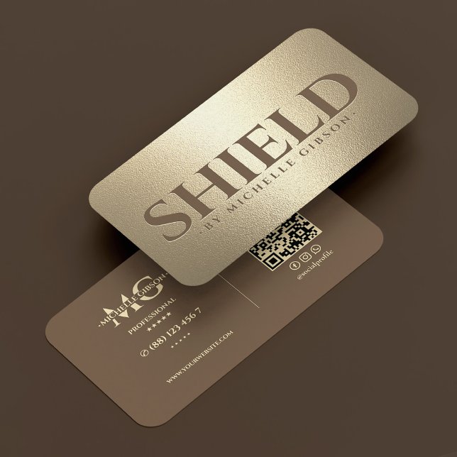 Lyxig Executive Cyber Security Brun Falsk Guld Visitkort (Luxury Executive Cyber Security Brown Faux Gold Business Card
)