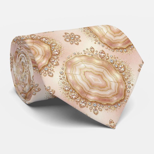 Lyxig falsksilke | Rose Gold Geode halsduk Slips (Rullad)