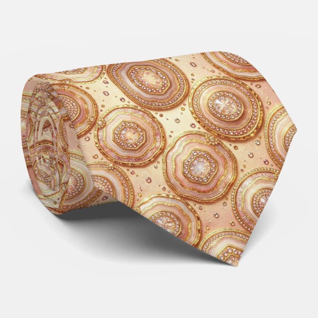 Lyxig falsksilke | Rose Gold Geode halsduk Slips (Rullad)
