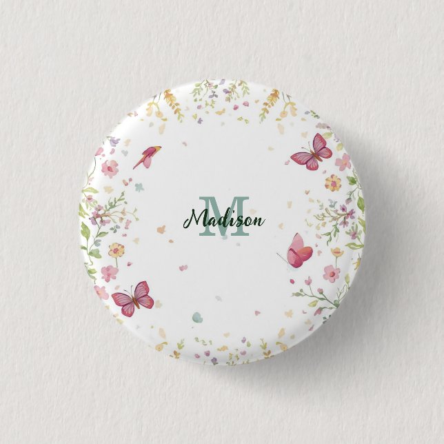 Lyxig Färgrik  Vildblomma Blå fjäril blomma  Knapp (Framsida)