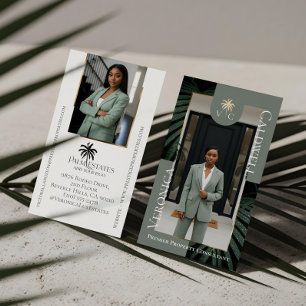 Lyxig Fastighetsbyrå Palm Tree Monogram Foto Visitkort