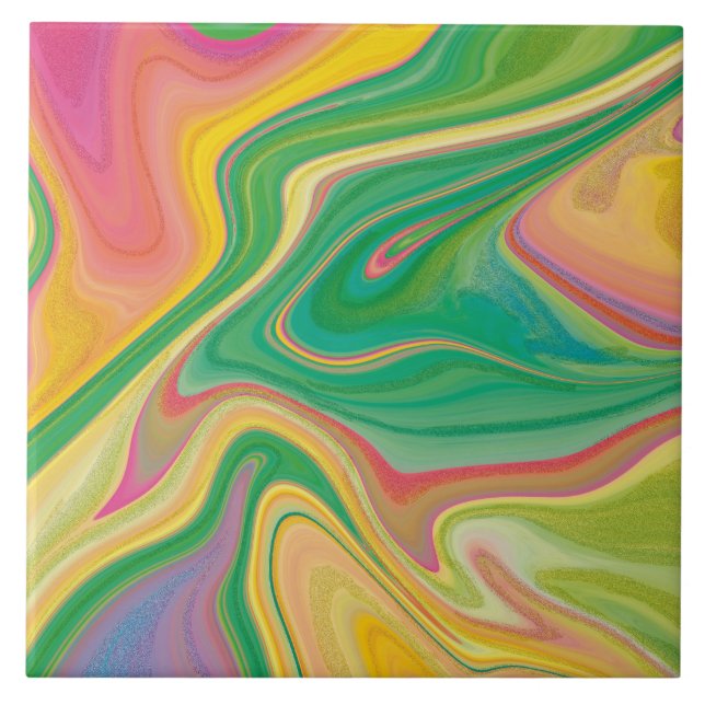 Lyxig Fluidkonst - Modern Abstrakt Design Kakelplatta (Framsidan)