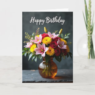 Lyxig födelsedagskort med blomsterbukett kort