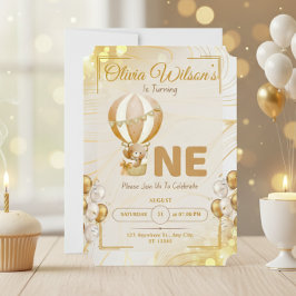 Lyxig Första Födelsedag Elegant Bebis Fest Guld Inbjudningar