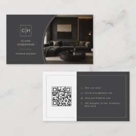 Lyxig Fotomonogram QR-kod Designerare Visitkort