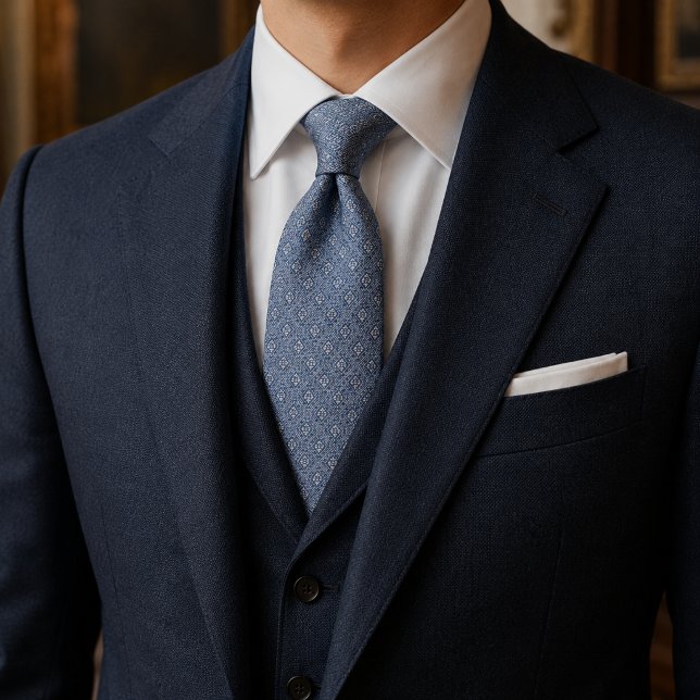 Lyxig fransk blå jacquard slips | Gammal rikedom  (Skapare uppladdad)