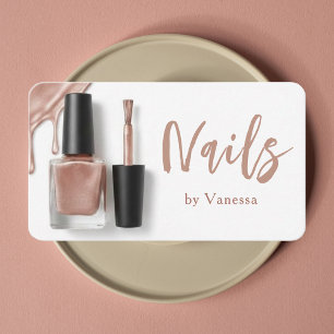 Lyxig Frostad Glas & Rose Koppar Nageltekniker Visitkort