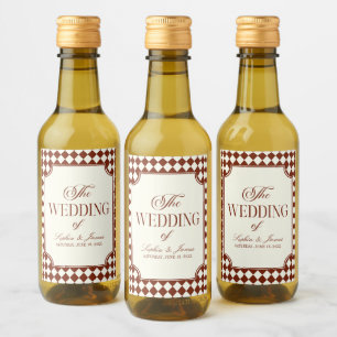 Lyxig gammal burgunderröd vintage bröllopsdekor vinetikett