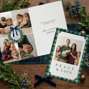 Lyxig gammal peng Tartan Multi Foto Jul Helgkort