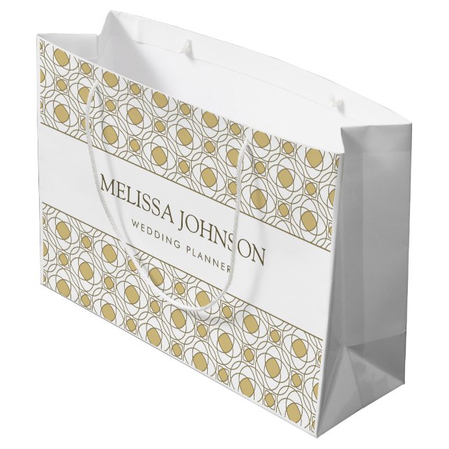 Lyxig geometrisk papperspresentbagge i guld (Baksidan Vinklad)