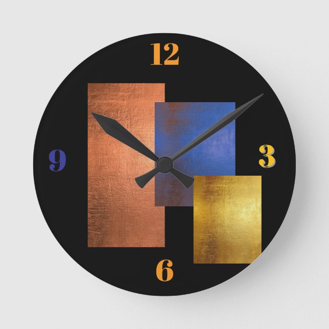 Lyxig geometrisk svart designerklocka rund klocka (Framsida)