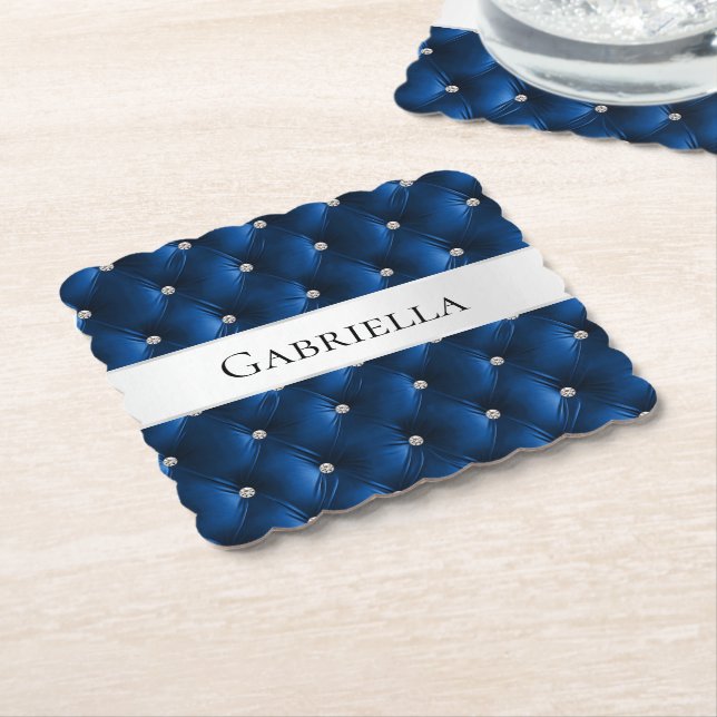 Lyxig Glam Blå Falsk Velvet Underlägg Papper (Vinklad)