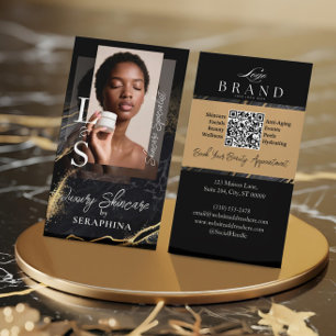 Lyxig Glam Hudvård Estetiker Svart Guld Agat Visitkort