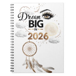 Lyxig Glam Öga "Dröm Stort 2026" Spiral Fotoanteck Anteckningsbok