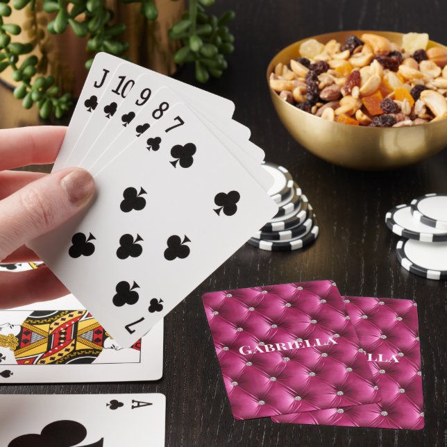 Lyxig Glam Rosa Falsammet Casinokort (På plats)