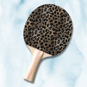 Lyxig Glitter Brun Svart Guld Leopardmönster Pingisracket