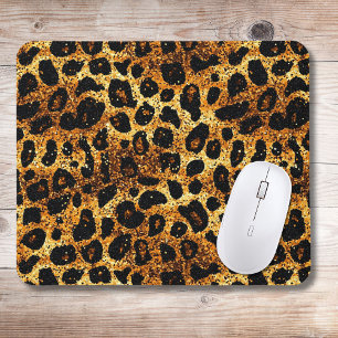 Lyxig Glitter Guld Brun Rost Leopardmönster Musmatta