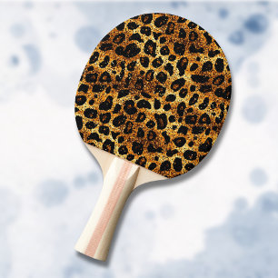 Lyxig Glitter Guld Brun Rost Leopardmönster Pingisracket