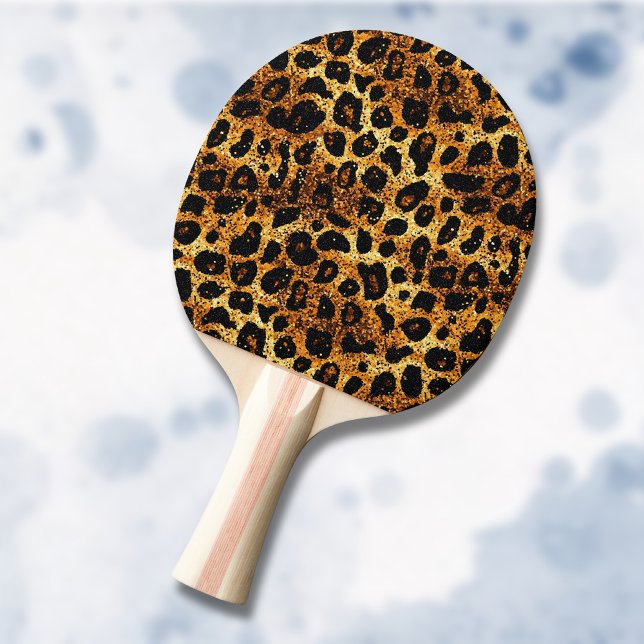 Lyxig Glitter Guld Brun Rost Leopardmönster Pingisracket (Skapare uppladdad)