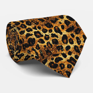Lyxig Glitter Guld Brun Rost Leopardmönster Slips