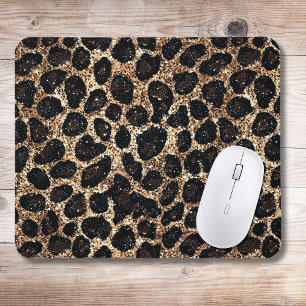 Lyxig Glitter Guld Brun Svart Leopardmönster Musmatta