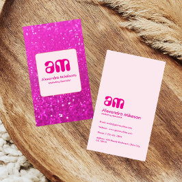 Lyxig glitterstil i varmt rosa visitkort