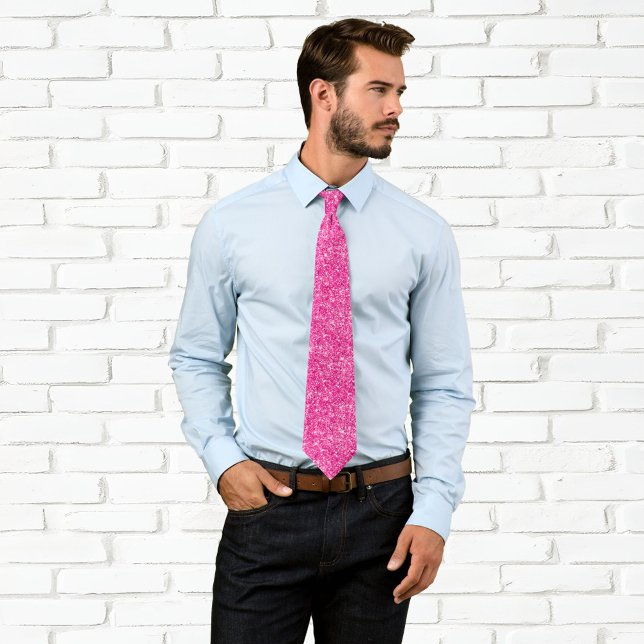 Lyxig Glittrig Hetrosa Glitter Slips (Faux Hot Pink Glitter Neck Tie)