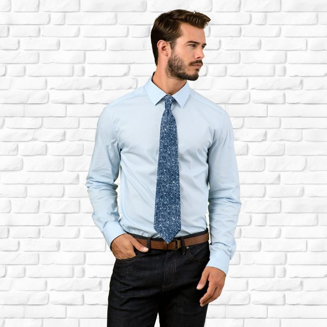 Lyxig Glittrig Marinblå Glitter Slips (Navy Blue Glitter Neck Tie)