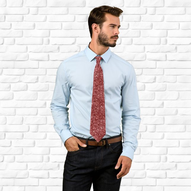 Lyxig Glittrig Mörkröd Glitter Slips (Dark Red Glitter Neck Tie)