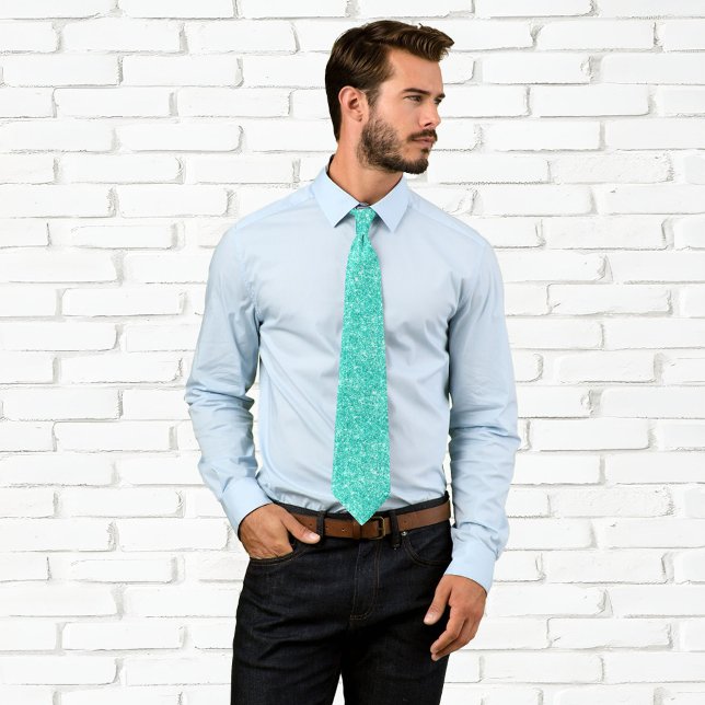 Lyxig Glittrig Turkos Glitter Slips (Faux Bright Teal Glitter Neck Tie)
