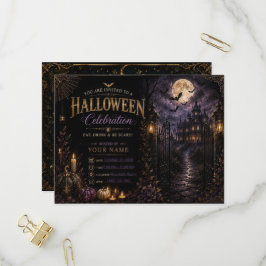Lyxig gotisk Halloween-festinvitation | Redigerbar Inbjudan Vykort