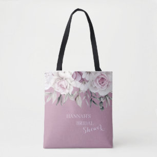 Lyxig grå och lila akvarellblommig bröllopsschal tygkasse